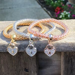 Stacking Bracelets popcorn link heart stacking